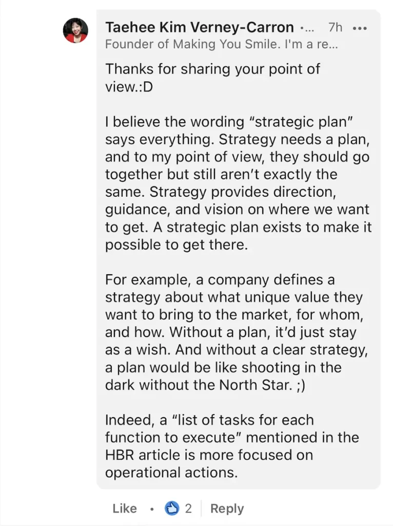 Conversation on Linkedin about strategy part 2